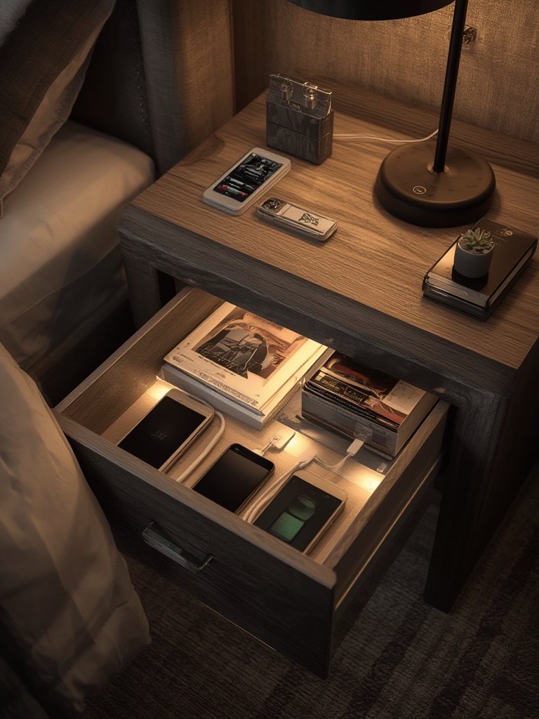 nightstand charging in action