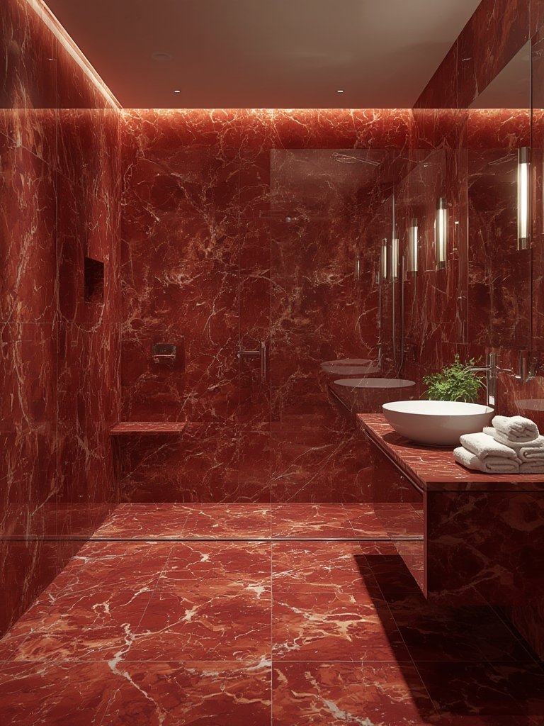Red marble bathroom - Illustration 3