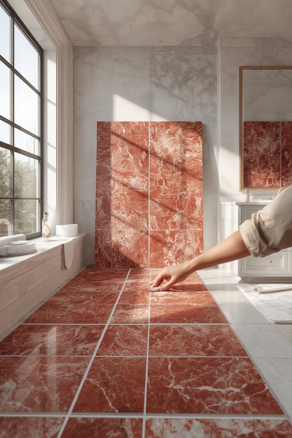 Red marble bathroom - Illustration 1