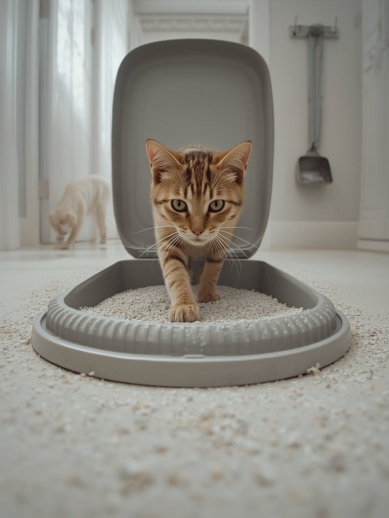 top entry litter box in action