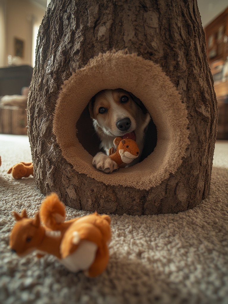 Outward Hound Hide-A-Squirrel dog puzzle in action