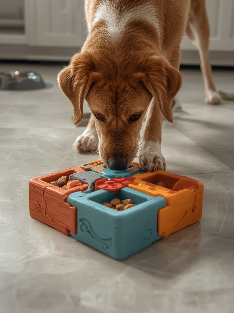 Outward Hound by Nina Ottosson Dog Brick – Interactive Treat Puzzle Enrichment Toy, Level 2 Intermediate in action