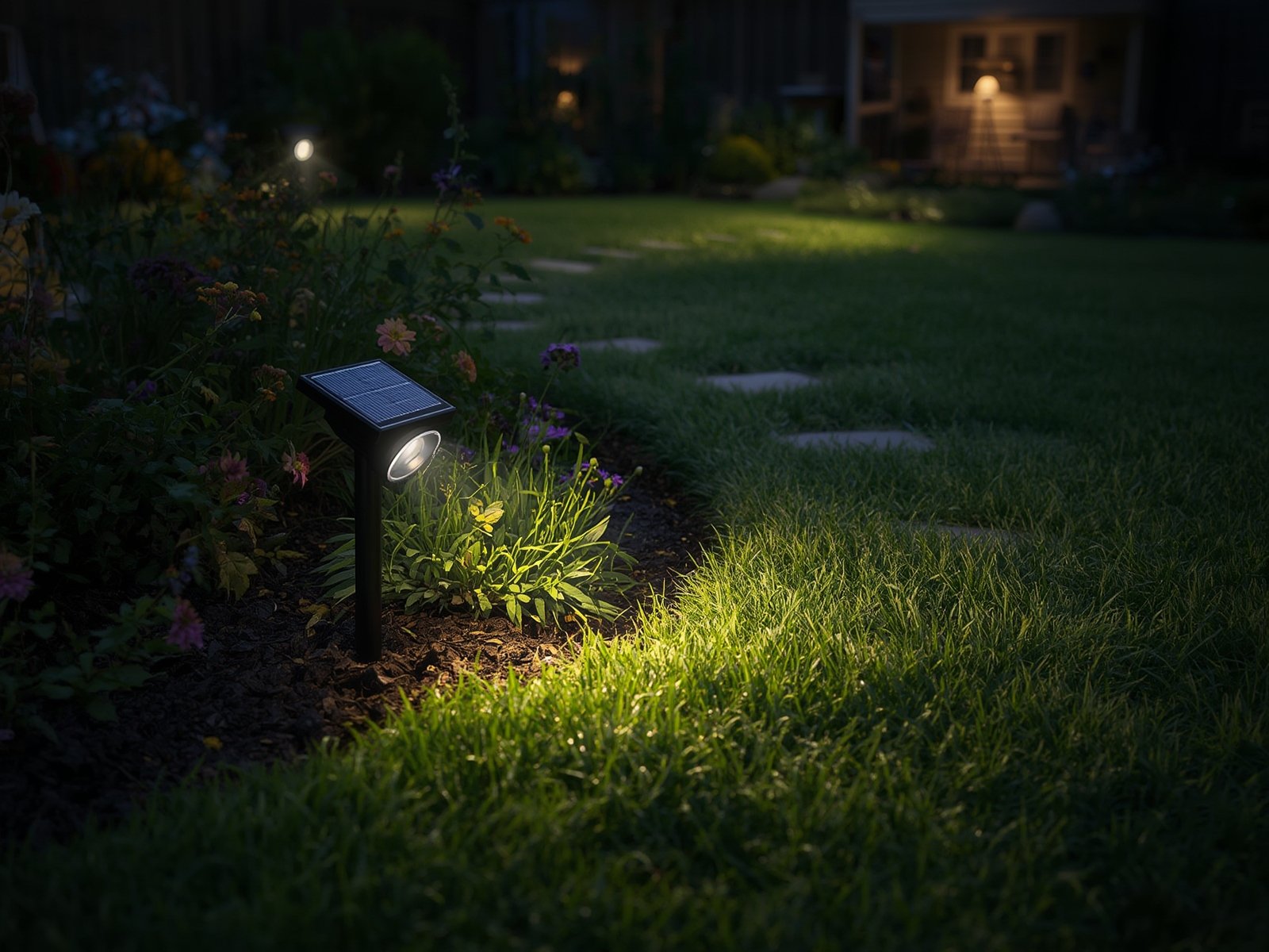solar spotlights in action